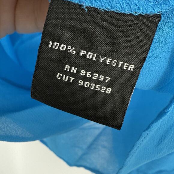 BCBGMAXAZRIA Sheer Chiffon Wrap Topper Women size XL Light Blue Long Sleeves - Picture 7 of 9